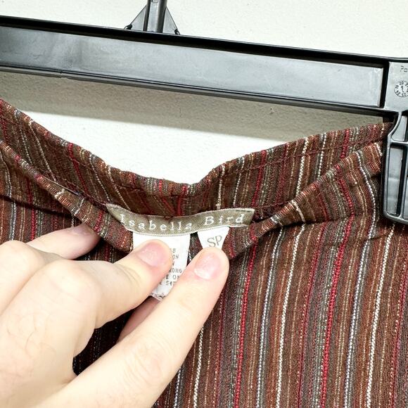 ISABELLA BIRD Women Vintage Retro Comfort Striped Brown & Red Pants Size SP - Picture 2 of 3